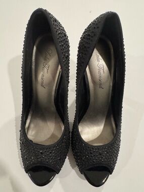 Rhinestone Studded Peeptoe Heels
